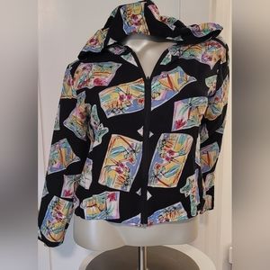 Vintage Hooded Reversible Hawaiian Postcard Jacket Single stitch sz L